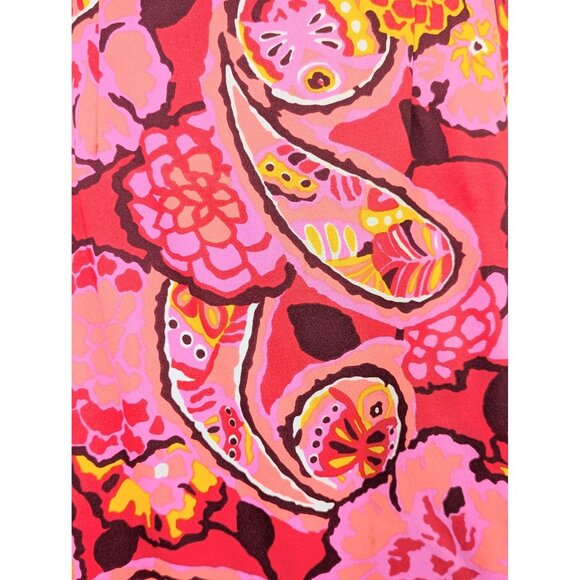 Vintage 60s Pink & Yellow Paisley Shift Dress Size M Womens Mod Midi Go-Go Shift - Picture 10 of 10
